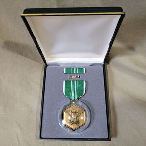 United States Of America Military Merit Medal green Ribbon Pin Cased
